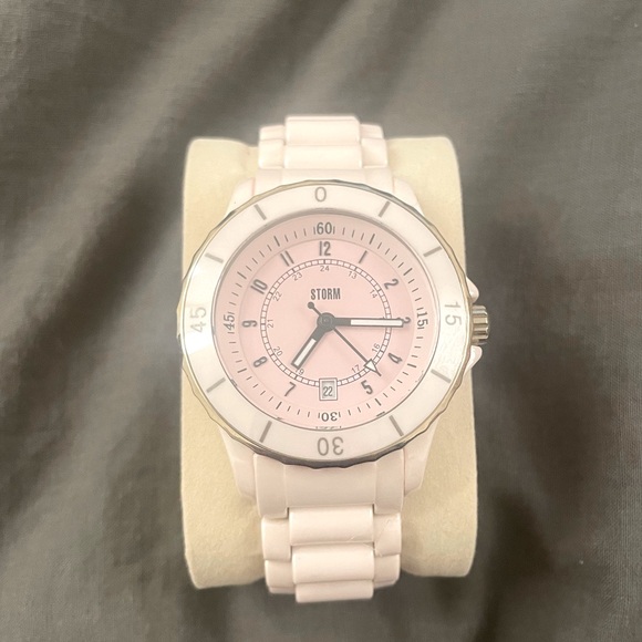 Light pink STORM ceramic pink watch.